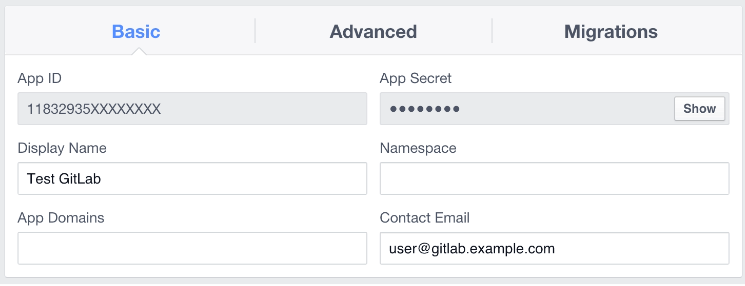 Facebook 앱 설정